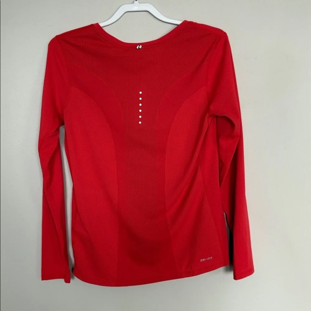 Nike Dri-FIT Women’s Running Long Sleeve Red Mesh Top Size M